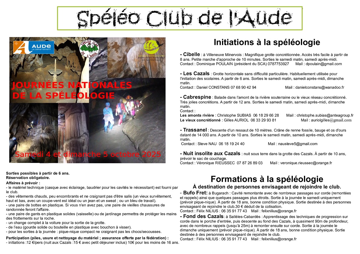 Fiche Journées Nationales de la Spéléologie 2025